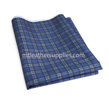 Blue squares lining material for leather products  size 50 x145 cm [20"x57"]