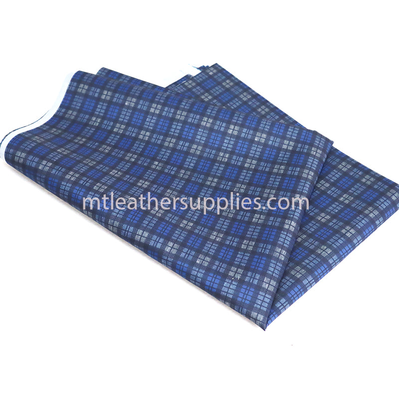 Blue squares lining material for leather products  size 50 x145 cm [20"x57"]