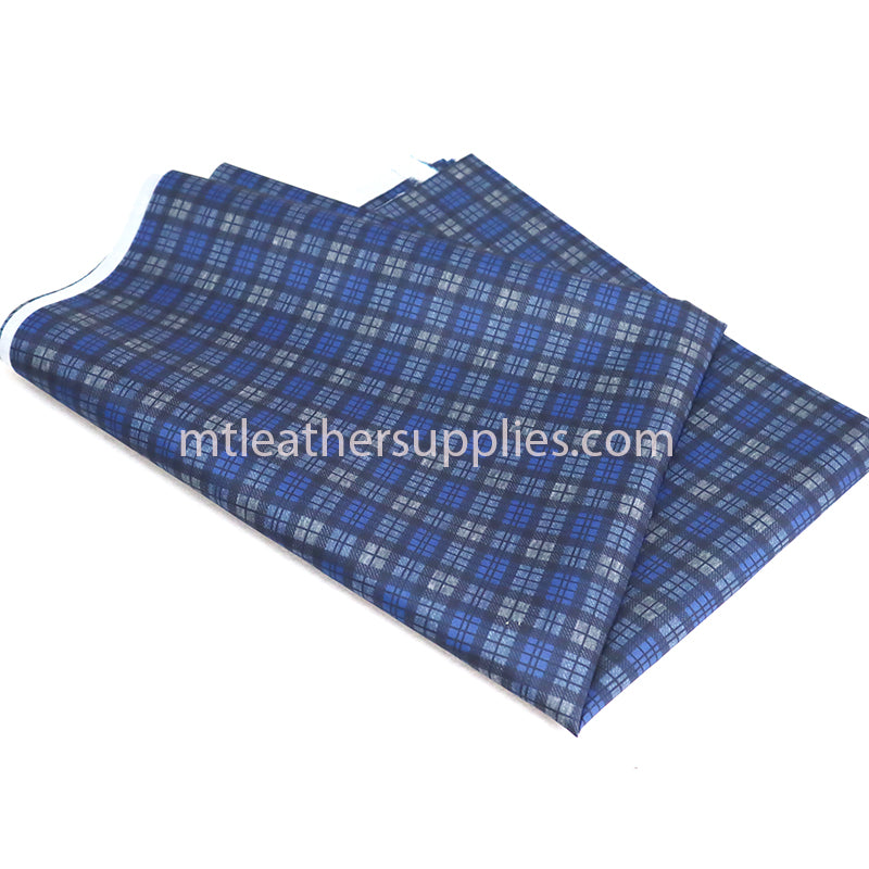 Blue squares lining material for leather products  size 50 x145 cm [20"x57"]
