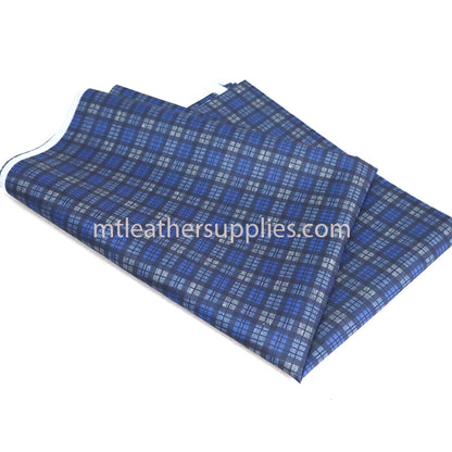 Blue squares lining material for leather products  size 50 x145 cm [20"x57"]
