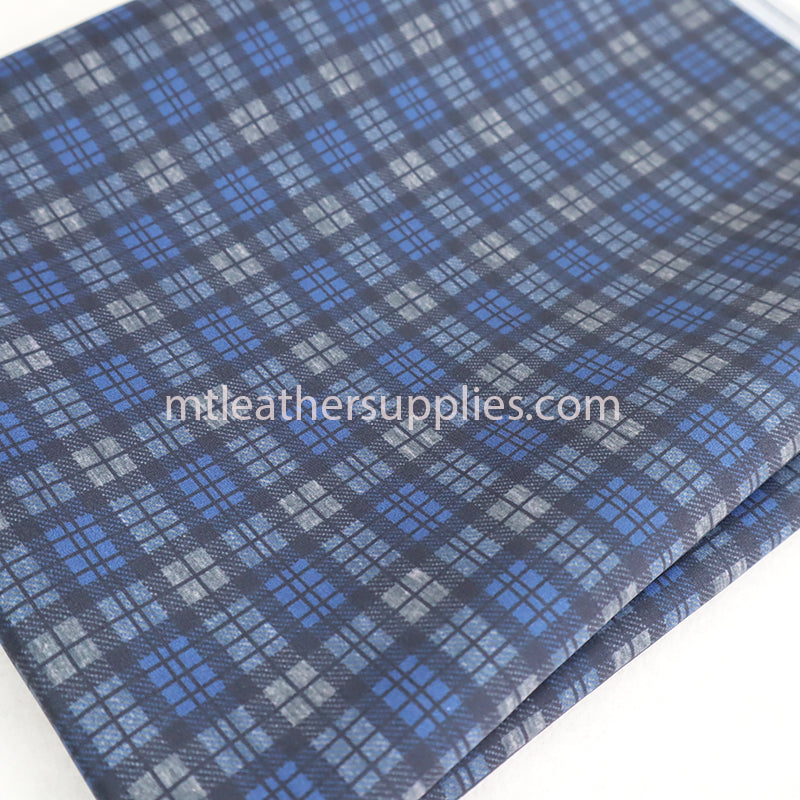 Blue squares lining material for leather products  size 50 x145 cm [20"x57"]