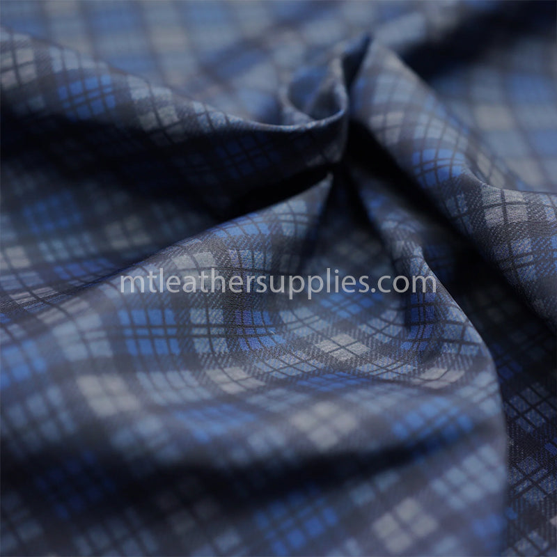 Blue squares lining material for leather products  size 50 x145 cm [20"x57"]