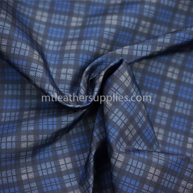 Blue squares lining material for leather products  size 50 x145 cm [20"x57"]