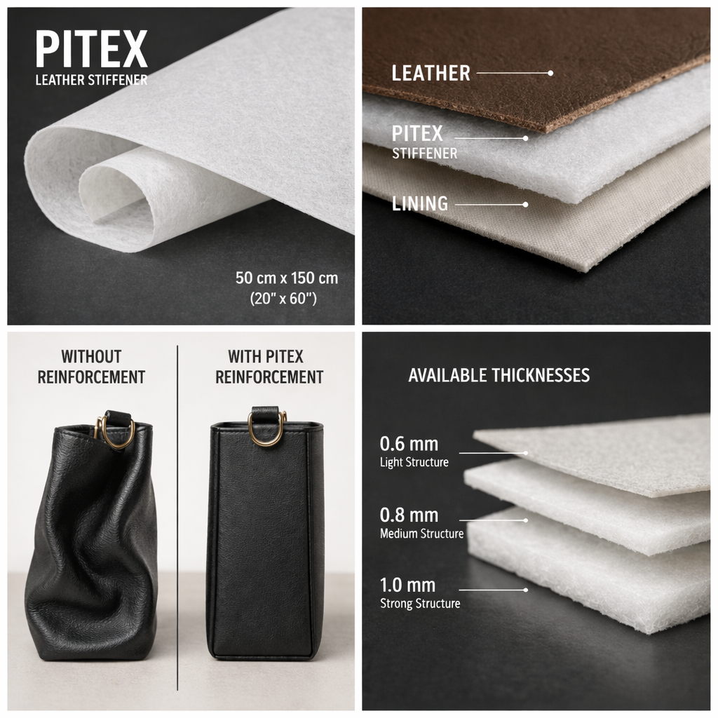 Pitex Leather Stiffener – Reinforcement for Leather Bags (0.6 / 0.8 / 1 mm)